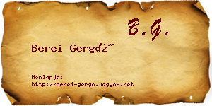 Berei Gergő névjegykártya